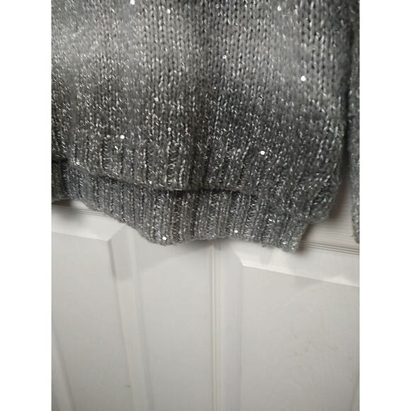 Liz Claiborne Woman XL Sweater Grey Sparkly Hi Low Ombre Striped Pullover - Picture 5 of 11